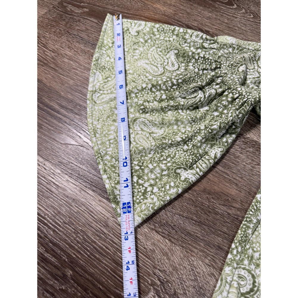 Michael Kors Top XS Bell Sleeve Green Paisley Side Tie 70s Inspired Fairy Flowy - Picture 3 of 8
